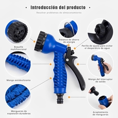 Manguera Expansible 15Mts con Pistola Regadora Azul - tienda online