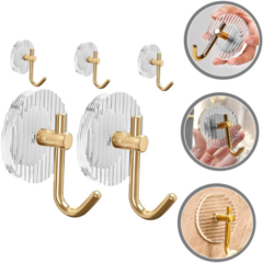 X6 Gancho Acrilico Adhesivo Dorado Redondo - comprar online