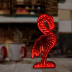 Lampara Led Cisne Efecto Infinito Rojo Espejado