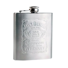 Petaca acero inoxidable plateada JACK DANIEL'S