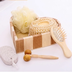 Set de Baño con Recipiente de Madera