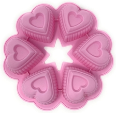 Molde Silicona Reposteria Artesania 6 Corazones Muffins - tienda online