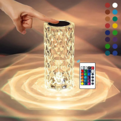 Diamond Rose Lampara Velador Led Rgb Recargable Usb Táctil C