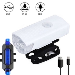 Luz da bicicleta usb led recarregável conjunto mtb bicicleta de estrada frente volta farol lâmpada lanterna ciclismo luz acessórios - loja online