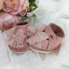 Sapato de boneca - Sapatilha em couro na cor rose com laço - Acessório de boneca na internet