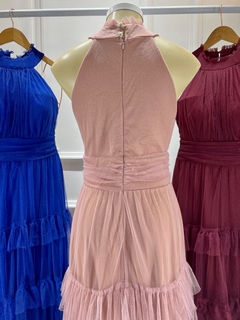 Vestido Longo Gola alta em Tule - Vanessa - loja online
