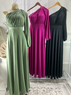 Vestido Longo Fluity com Manga Longa Vazada - Juliana - comprar online