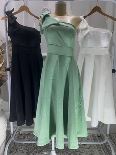 Vestido Midi Off-White Ombro Só com Laço - Vestido Amabille - comprar online