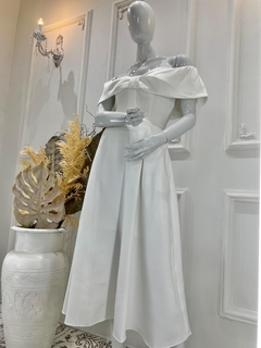 Vestido em alfaitaria, laço ombro a ombro - Vestido Helena - comprar online