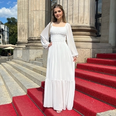 Vestido Branco Longo em Crepe - Marie - comprar online