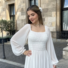 Vestido Branco Longo em Crepe - Marie