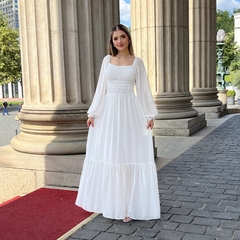 Vestido Branco Longo em Crepe - Marie