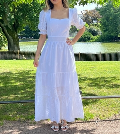 Vestido Longo Bordado em Lese com Manga - Anna - Involve