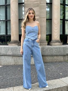 Calça Wide Leg com Pedraria/brilho - Barbara