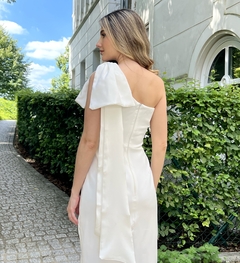 Imagem do Vestido Justo Midi Off-White com Laço - Valentina
