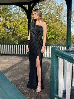 Vestido prada Acetinado Manga Vazada - Roberta - loja online