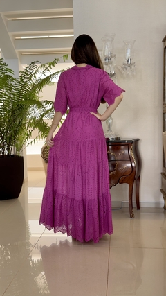 Vestido em Lese com Manga e Botões - Angelica - comprar online