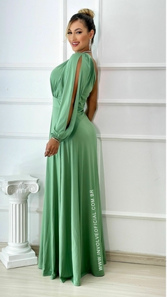 Vestido Longo Fluity com Manga Longa Vazada - Juliana - Involve