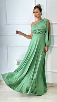 Vestido Longo Fluity com Manga Longa Vazada - Juliana