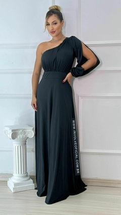 Vestido Longo Fluity com Manga Longa Vazada - Juliana - loja online