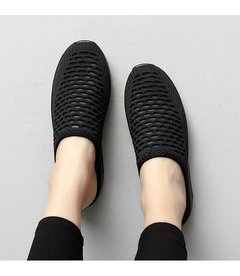 Imagem do Sapatos femininos sem cadarço com superfície de malha oca casuais sem cadarço