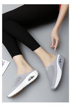 Sapatos femininos sem cadarço com superfície de malha oca casuais sem cadarço - dkgmodapremium.com.br