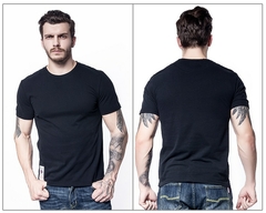 Camiseta masculina de algodão cor sólida t camisa masculina causal o pescoço - dkgmodapremium.com.br