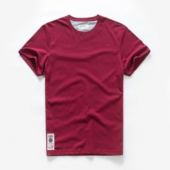 Imagem do Camiseta masculina de algodão cor sólida t camisa masculina causal o pescoço