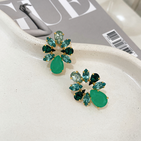 Brinco em Pedraria Serena - Verde Turmalina - comprar online