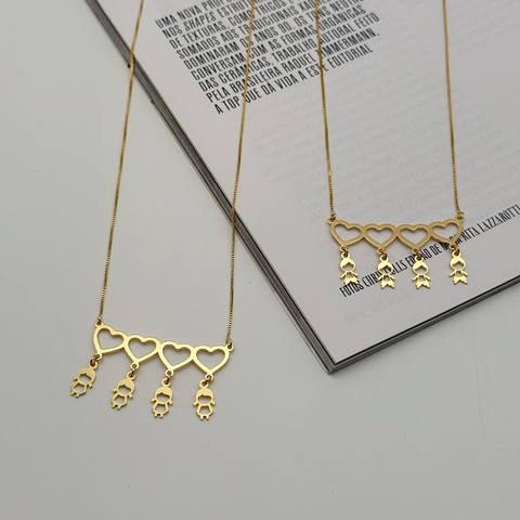 Colar Pingente Coração com quatro Filhos - comprar online