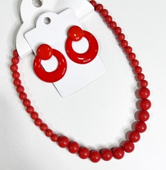 KIT - 1 colar bola + 1 argola resina sortidos - Império Pink