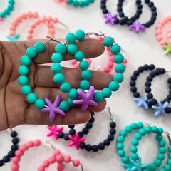 4 pares de brincos argola miçangas com estrela sortidos - Império Pink