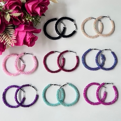 Kit com 4 pares de brincos argola gliter feminina