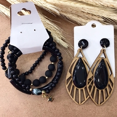 5 kits 1 Mix Pulseiras + 1 Brinco mdf sortidos - Império Pink