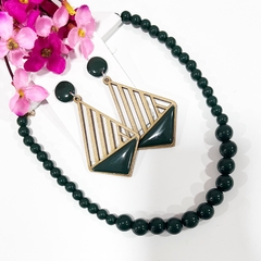 Imagem do KIT - 1 Colar Bola resina + 1 Brinco MDF sortidos