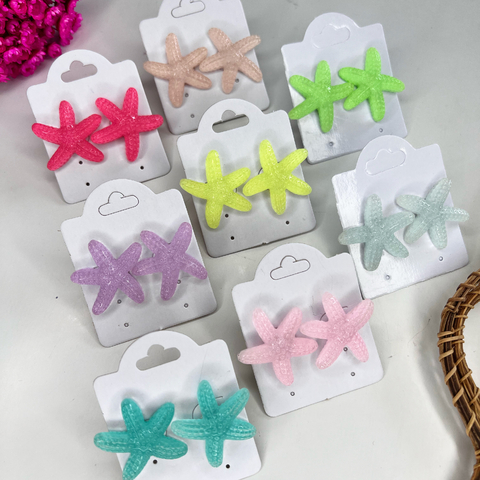 Brincos estrela do mar de resina sortidos