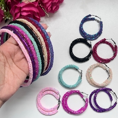 4 KITS - 1 tiara + 1 brinco argola gliter - Império Pink