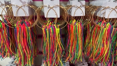 Brinco argola carnaval tiras coloridas e lisas sortidas - Império Pink