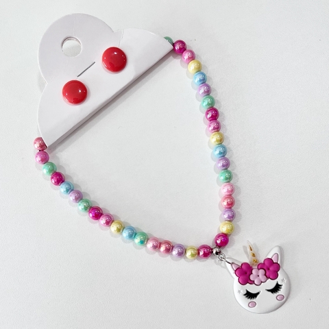 6 KITS - 1 colar infantil + 1 botão resina