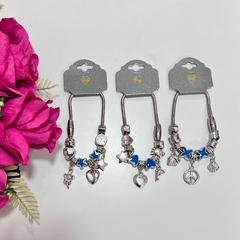 Pulseira berloques prateada estilo feminina sortidas - Império Pink