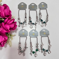 Imagem do Pulseira berloques prateada estilo feminina sortidas