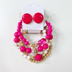 Kit 1 Mix pulseiras miçangas + 1 botão resina 2cm - loja online