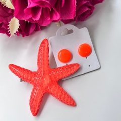 Imagem do 5 KITS - 1 presilha estrela do mar + 1 brinco 1cm