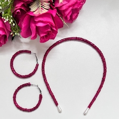 4 KITS - 1 tiara + 1 brinco argola gliter - comprar online