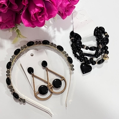 Kit 1 tiara luxo + 1 mix pulseiras + 1 brinco Mdf