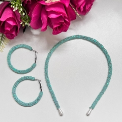 Imagem do 4 KITS - 1 tiara + 1 brinco argola gliter