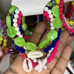 Kit C/ 6 Mix pulseiras miçangas sortidas - Império Pink