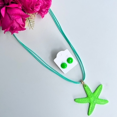 10 KITS -1 colar estrela do mar + 1 brinco botão r - loja online