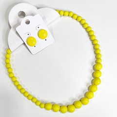 KIT - 1 colar bola + 1 brinco botão 1cm sortidos - Império Pink