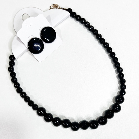 5 KITS - 1 colar bola + 1 brinco botão 2cm sortido